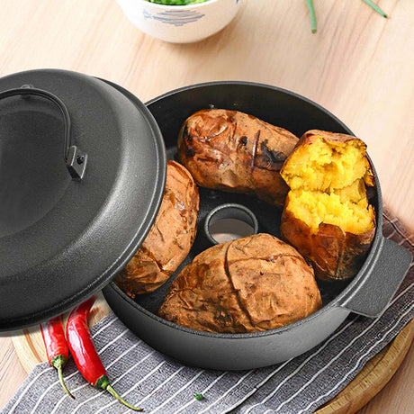 SOGA 2X 28cm Cast Iron Dutch Oven Pre-Seasoned Camping Stew Pot with Lid