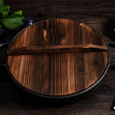 SOGA 2X 31cm Round Cast Iron Pre-seasoned Deep Baking Pizza Frying Pan Skillet with Wooden Lid