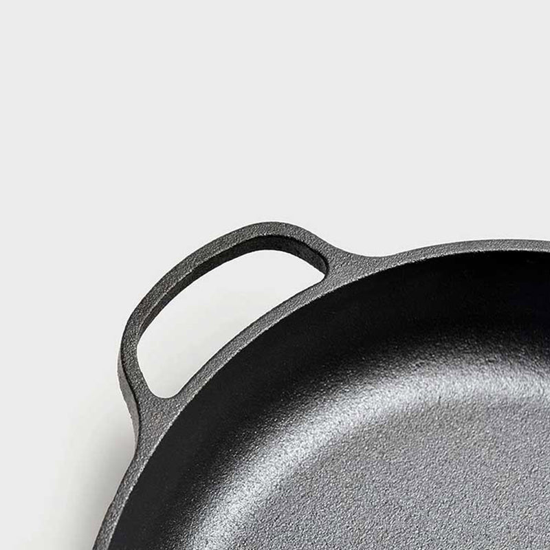 SOGA 2X 29cm Round Cast Iron Frying Pan Skillet Steak Sizzle Platter with Helper Handle