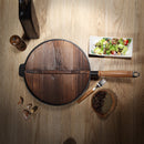 SOGA 31cm Commercial Cast Iron Wok FryPan Fry Pan with Wooden Lid