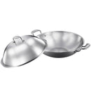 SOGA 3-Ply 38cm Stainless Steel Double Handle Wok Frying Fry Pan Skillet with Lid