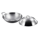 SOGA 3-Ply 38cm Stainless Steel Double Handle Wok Frying Fry Pan Skillet with Lid