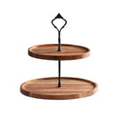 SOGA 20cm 2 Tier Brown  Round Wooden Acacia  Dessert Tray Cake Snacks Cupcake Stand Buffet Serving Countertop Decor2 Tier