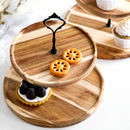 SOGA 20cm 2 Tier Brown  Round Wooden Acacia  Dessert Tray Cake Snacks Cupcake Stand Buffet Serving Countertop Decor2 Tier