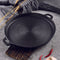 SOGA 35cm Round Ribbed Cast Iron Frying Pan Skillet Steak Sizzle Platter with Handle