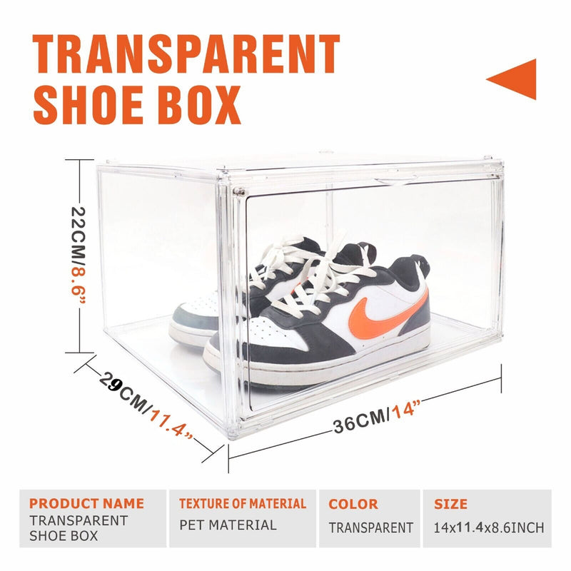 3PCS Shoe Display Box Clear Container Stackable Boxes Storage Case