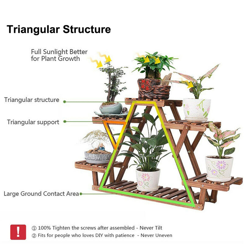 6 Tier Plant Stands Star Flower Shelf Outdoor Indoor Wooden Planter Corner Pots