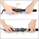 5 in 1 Hair Curler Wand Set Ceramic Styling Curling Iron Roller Barrel LED+Glove