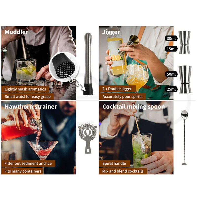 Cocktail Shaker Set Bar Strainer Bartender Kit Mixer Martini Spirits Maker