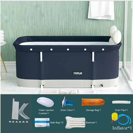 Large Folding Oxfors Bath Sauna Adult Bathtub Barrel SPA Household 2-Person Navy