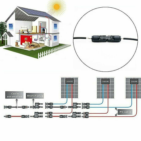 10 Pairs Solar Panel Connectors 30A Line Plug Socket Male & Female IP67 PV Cable