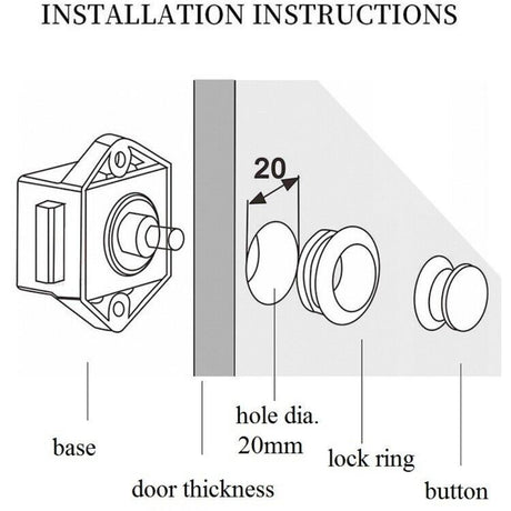 10PCS Push Button Drawer Cupboard Door Catch Lock Caravan Van Cabinet Latch Knob