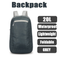 20L Grey Waterproof Lightweight Backpack Portable Foldable Backpack Travel Outdoor