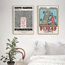 50cmx50cm Wall art By Keith Haring 2 Sets Gold Frame Canvas