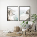 40cmx60cm Mountain Beach 2 Sets Black Frame Canvas Wall Art