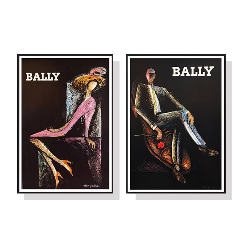 50cmx70cm Bally Man & Woman 2 Sets Black Frame Canvas Wall Art