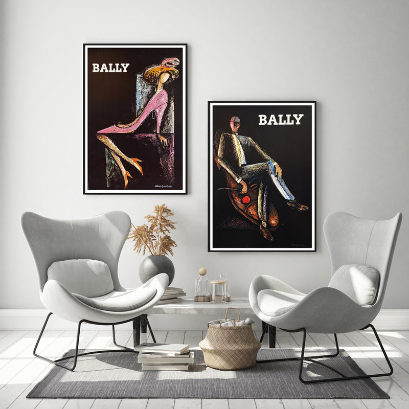 60cmx90cm Bally Man & Woman 2 Sets Black Frame Canvas Wall Art