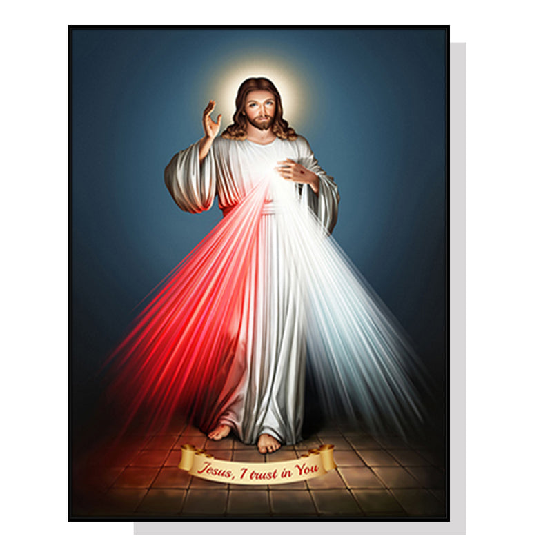 70cmx100cm Jesus Divine Mercy I Trust In You Black Frame Canvas Wall Art