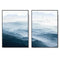 50cmx70cm Blue mountains 2 Sets Black  Frame Canvas Wall Art