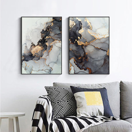 60cmx90cm Black Splash 2 Sets Black Frame Canvas Wall Art