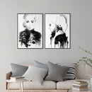 60cmx90cm Watercolor Sketch 2 Sets Black Frame Canvas Wall Art