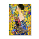 60cmx90cm Lady With A fan By Klimt Gold Frame Canvas Wall Art