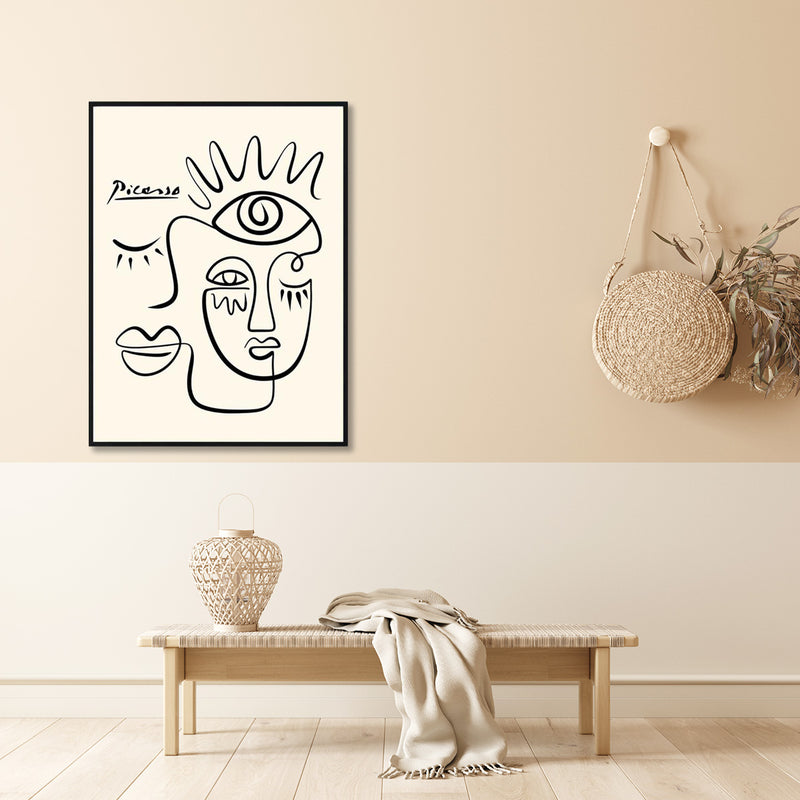 50cmx70cm Line Art By Pablo Picasso Black Frame Canvas Wall Art