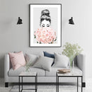 50cmx70cm Roses Girl Black Frame Canvas Wall Art