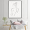 50cmx70cm Woman Back Line Art Black Frame Canvas Wall Art