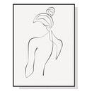 70cmx100cm Woman Back Line Art Black Frame Canvas Wall Art