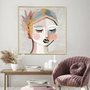 50cmx50cm Calm Girl Gold Frame Canvas Wall Art