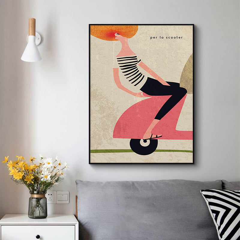 50cmx70cm Scooter Black Frame Canvas Wall Art