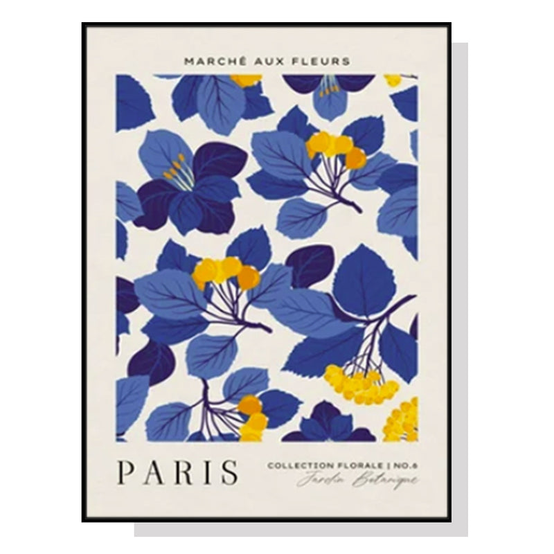 70cmx100cm Paris Flower Market Black Frame Canvas Wall Art