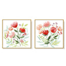 60cmx60cm Florals 2 Sets Gold Frame Canvas Wall Art