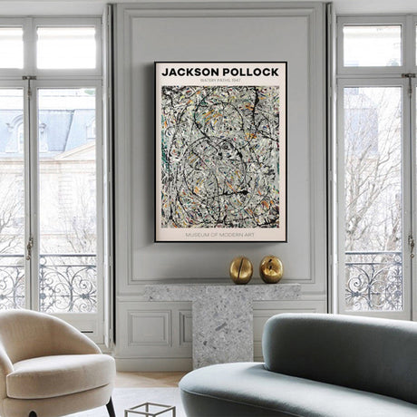 60cmx90cm Jackson Pollock Exhibition III Black Frame Canvas Wall Art