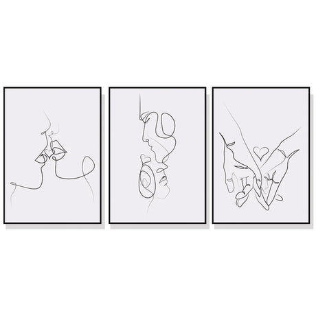 60cmx90cm Couples 3 Sets Black Frame Canvas Wall Art