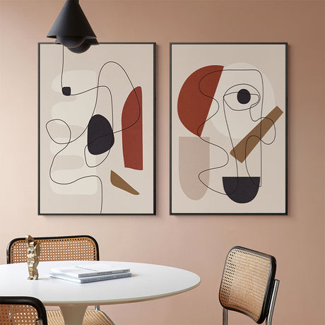 40cmx60cm Abstract Line Art By Picasso 3 Sets Black Frame Canvas Wall Art