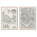 50cmx70cm Line Art Mountain 2 Sets Gold Frame Canvas Wall Art