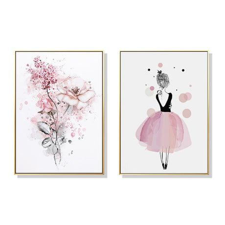 60cmx90cm Dancing Ballerina in Paris 2 Sets Gold Frame Canvas Wall Art