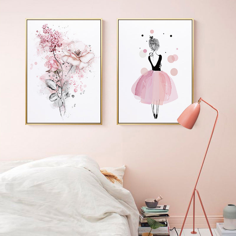 70cmx100cm Dancing Ballerina in Paris 2 Sets Gold Frame Canvas Wall Art