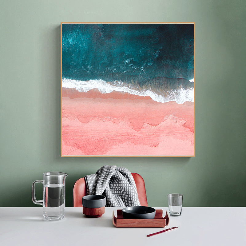 50cmx50cm Pink Sea Wood Frame Canvas Wall Art