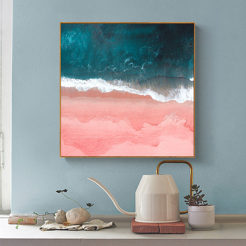 50cmx50cm Pink Sea Wood Frame Canvas Wall Art