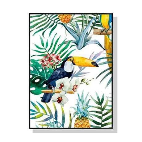 60cmx90cm Toucan plants Black Frame Canvas Wall Art