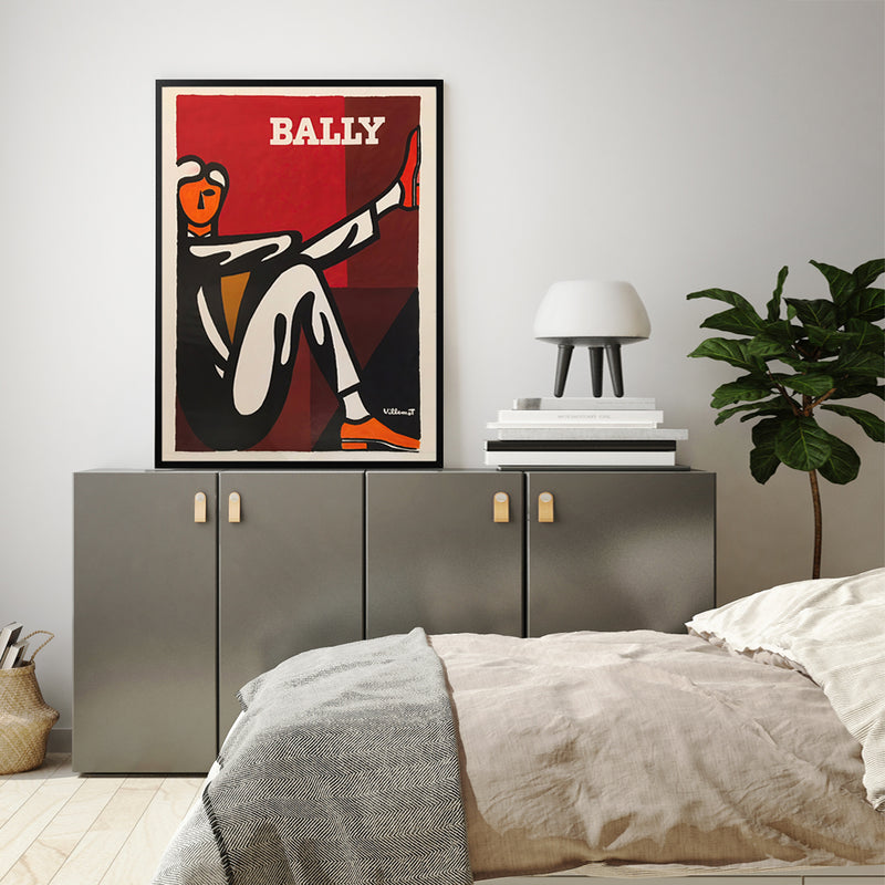 50cmx70cm Bally Man by Villemot Black Frame Canvas Wall Art