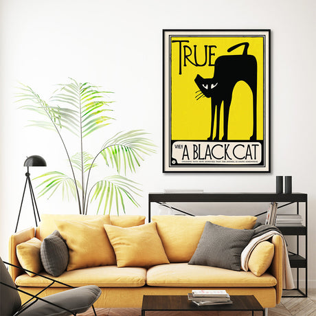 50cmx70cm Black Cat Black Frame Canvas Wall Art