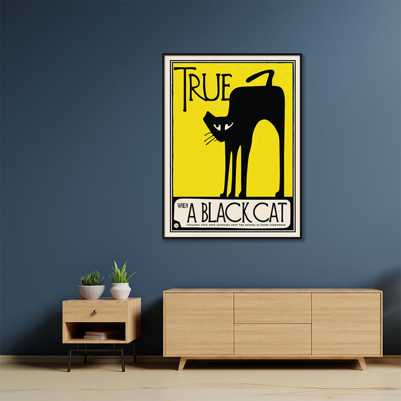 50cmx70cm Black Cat Black Frame Canvas Wall Art