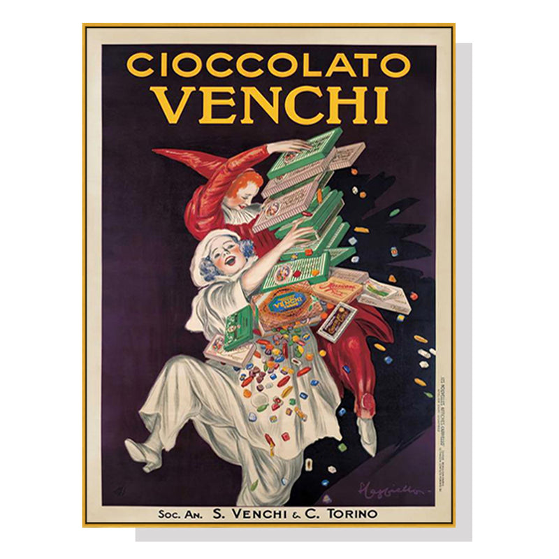 50cmx70cm Cioccolato Venchi Vintage Gold Frame Canvas Wall Art