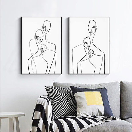 50cmx70cm Abstract Figures 2 Sets Black Frame Canvas Wall Art