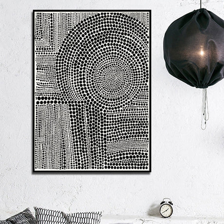 50cmx70cm Clustered Dots B Black Frame Canvas Wall Art