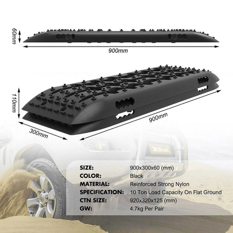 X-BULL KIT1 Recovery track Board Traction Sand trucks strap mounting 4x4 Sand Snow Car BALCK